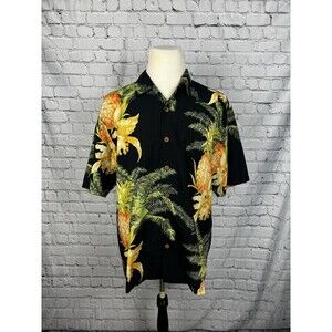 Tommy Bahama Hawaiian Shirt Men’s Large 100%Cotton Floral, Striped Seersucker